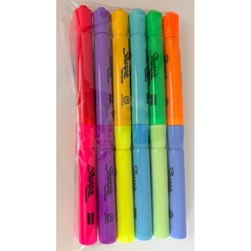 Sharpie Tank Highlighters 12 Count Multicolor Chisel Tip Smear Guard NWT